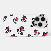Pink Hearts Pattern – Cute Doodle Design iPhone Hülle (Rückseite (Horizontal))