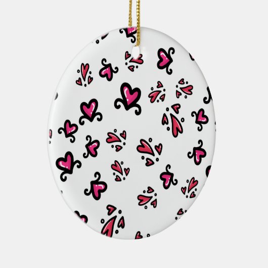 Pink Hearts Pattern – Cute Doodle Design Keramik Ornament (Rechts)