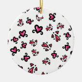 Pink Hearts Pattern – Cute Doodle Design Keramik Ornament (Vorne)