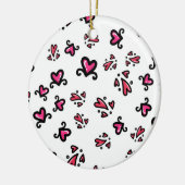 Pink Hearts Pattern – Cute Doodle Design Keramik Ornament (Links)