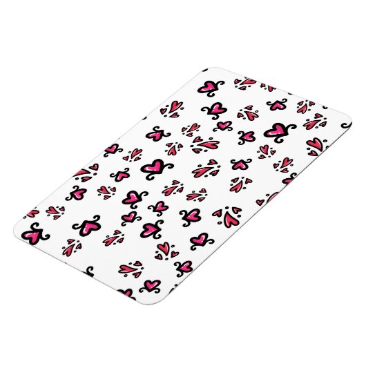 Pink Hearts Pattern – Cute Doodle Design Magnet (Linke Seite)