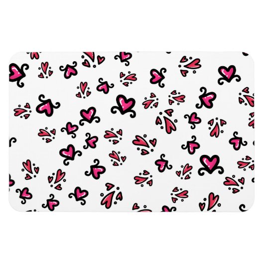 Pink Hearts Pattern – Cute Doodle Design Magnet (Horizontal)