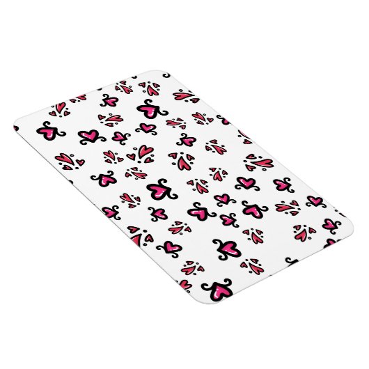 Pink Hearts Pattern – Cute Doodle Design Magnet (Rechte Seite)