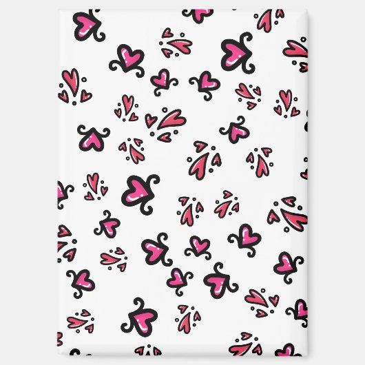 Pink Hearts Pattern – Cute Doodle Design Magnet (Vorderseite)