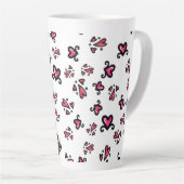 Pink Hearts Pattern – Cute Doodle Design Milchtasse (Rechte Ecke)