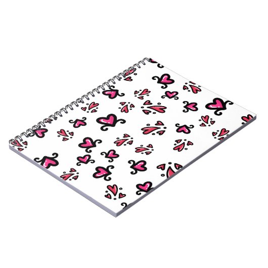 Pink Hearts Pattern – Cute Doodle Design Notizblock (Linke Seite)