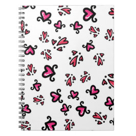 Pink Hearts Pattern – Cute Doodle Design Notizblock