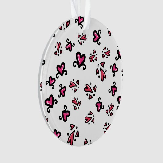 Pink Hearts Pattern – Cute Doodle Design Ornament (Vorderseite)