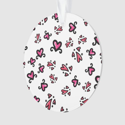 Pink Hearts Pattern – Cute Doodle Design Ornament (Vorderseite)