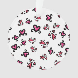 Pink Hearts Pattern – Cute Doodle Design Ornament