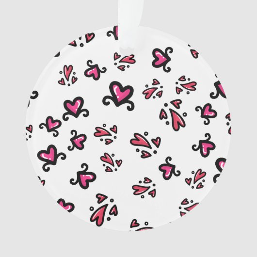 Pink Hearts Pattern – Cute Doodle Design Ornament (Vorderseite)