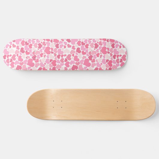 Pink Hearts Pattern Girls Skateboard (Horizontal)