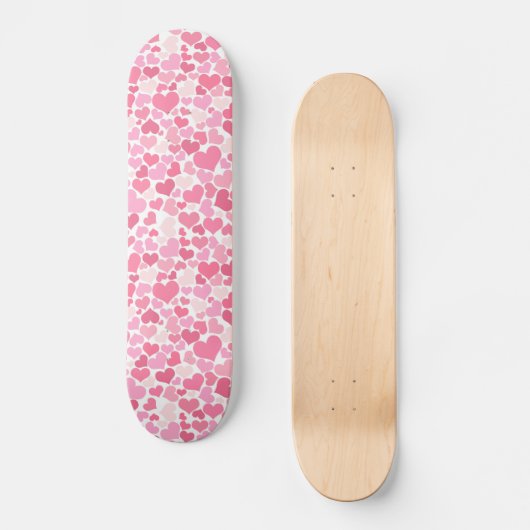 Pink Hearts Pattern Girls Skateboard (Vorderseite)