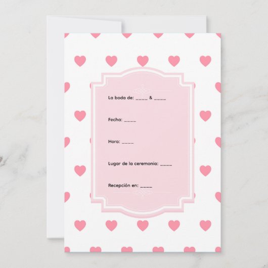 Pink Hearts Pattern Invitation Einladung (Vorderseite)