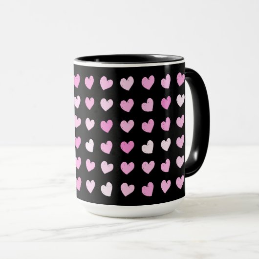 Pink Hearts Pattern Kaffeemaschine Tasse (VorderseiteRechts)