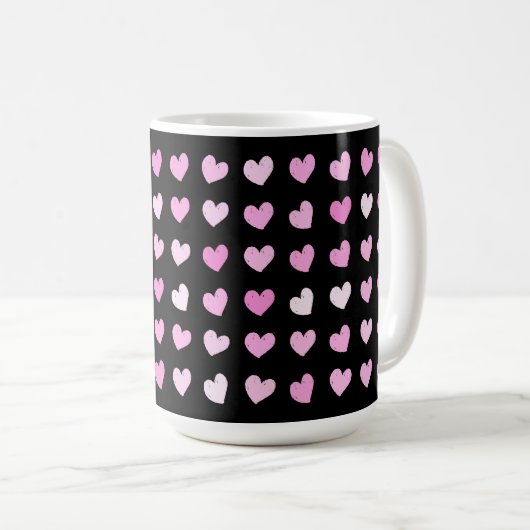 Pink Hearts Pattern Kaffeemaschine Tasse (VorderseiteRechts)