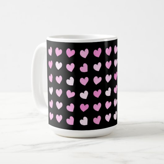 Pink Hearts Pattern Kaffeemaschine Tasse (Vorderseite Links)