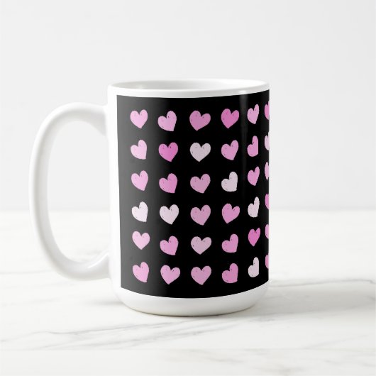 Pink Hearts Pattern Kaffeemaschine Tasse (Links)