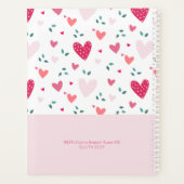 Pink Hearts Pattern Kids Academic School Planner Planer (Rückseite)