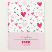Pink Hearts Pattern Kids Academic School Planner Planer (Vorderseite)