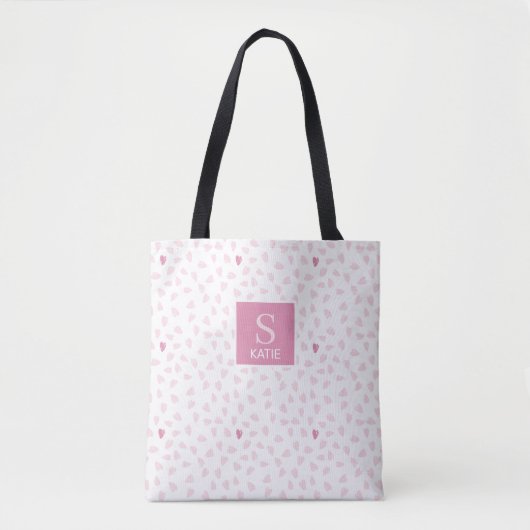 Pink Hearts Pattern Monogram Tasche (Vorderseite)