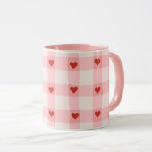 Pink Hearts Pattern Mug | Cute Love Coffee Cup Tasse (VorderseiteRechts)