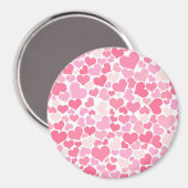 Pink Hearts Pattern - Niedlicher, romantischer Mag Magnet (Vorderseite/Rückseite)