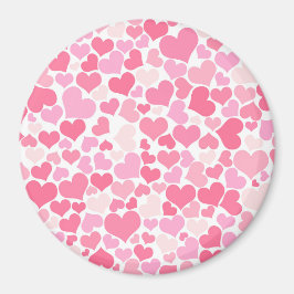 Pink Hearts Pattern - Niedlicher, romantischer Mag Magnet