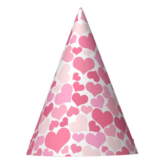Pink Hearts Pattern - Party Hat Partyhütchen (Vorderseite)