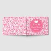 Pink Hearts Pattern Personalisierte Hochzeitsbuch Gästebuch (Voll)
