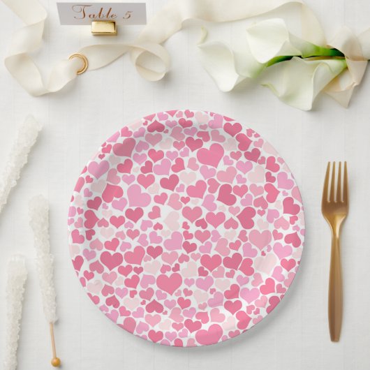 Pink Hearts Pattern - Romantische Paper Teller (Hochzeit)