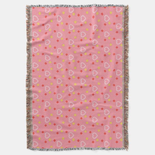 Pink Hearts Pattern Throw Blanket Decke (Vorderseite Vertikal)