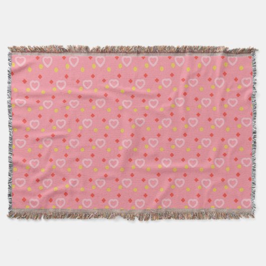 Pink Hearts Pattern Throw Blanket Decke (Vorderseite)