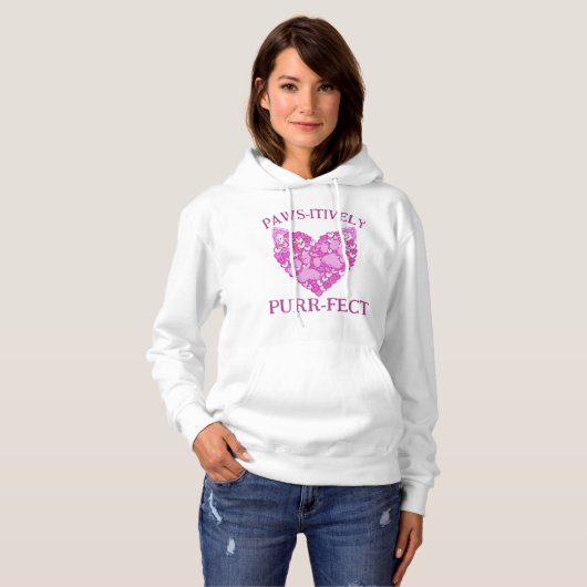 Pink Hearts Paws Cat/Hund Tierliebhaber Valentine Hoodie (Vorne ganz)