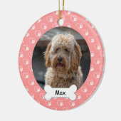 Pink Hearts Paws Custom Pet Puppy Dog Foto Keramik Ornament (Links)
