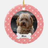 Pink Hearts Paws Custom Pet Puppy Dog Foto Keramik Ornament (Hinten)