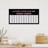 Pink Hearts Perpetual Birthday Calendar Poster (Küche)