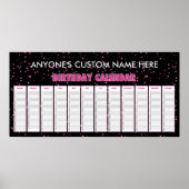 Pink Hearts Perpetual Birthday Calendar Poster (Vorne)