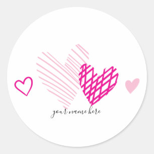 PInk Hearts Personalisiert Stickers