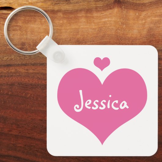 Pink Hearts - Personalisierter Mädchenname Schlüss Schlüsselanhänger (Vorderseite)