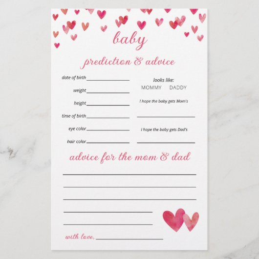 Pink Hearts Predictions Game Flyer (Vorne)