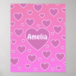 Pink Hearts Preppy Ästhetisches Poster