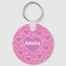 Pink Hearts Preppy Key Ring