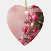 Pink Hearts Red Bulbs on a Romantic Valentine Tree Keramik Ornament (Rechts)