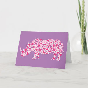 Pink Hearts Rhinoceros Karte