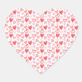 Pink Hearts Scatted Herz-Aufkleber