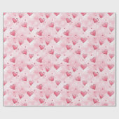 Pink Hearts Schneeflocken Weihnachten Geschenkpapier (Flach)