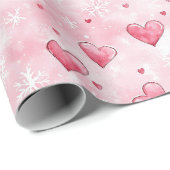 Pink Hearts Schneeflocken Weihnachten Geschenkpapier (Rolleneckpunkt)