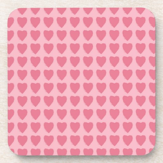 Pink Hearts Seamless Pattern Getränkeuntersetzer (Vorderseite)
