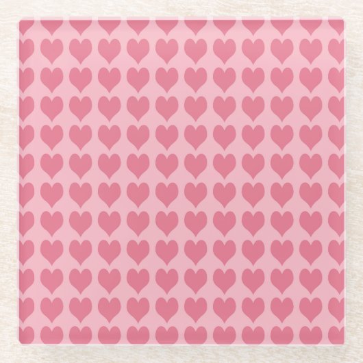 Pink Hearts Seamless Pattern Glasuntersetzer (Vorderseite)